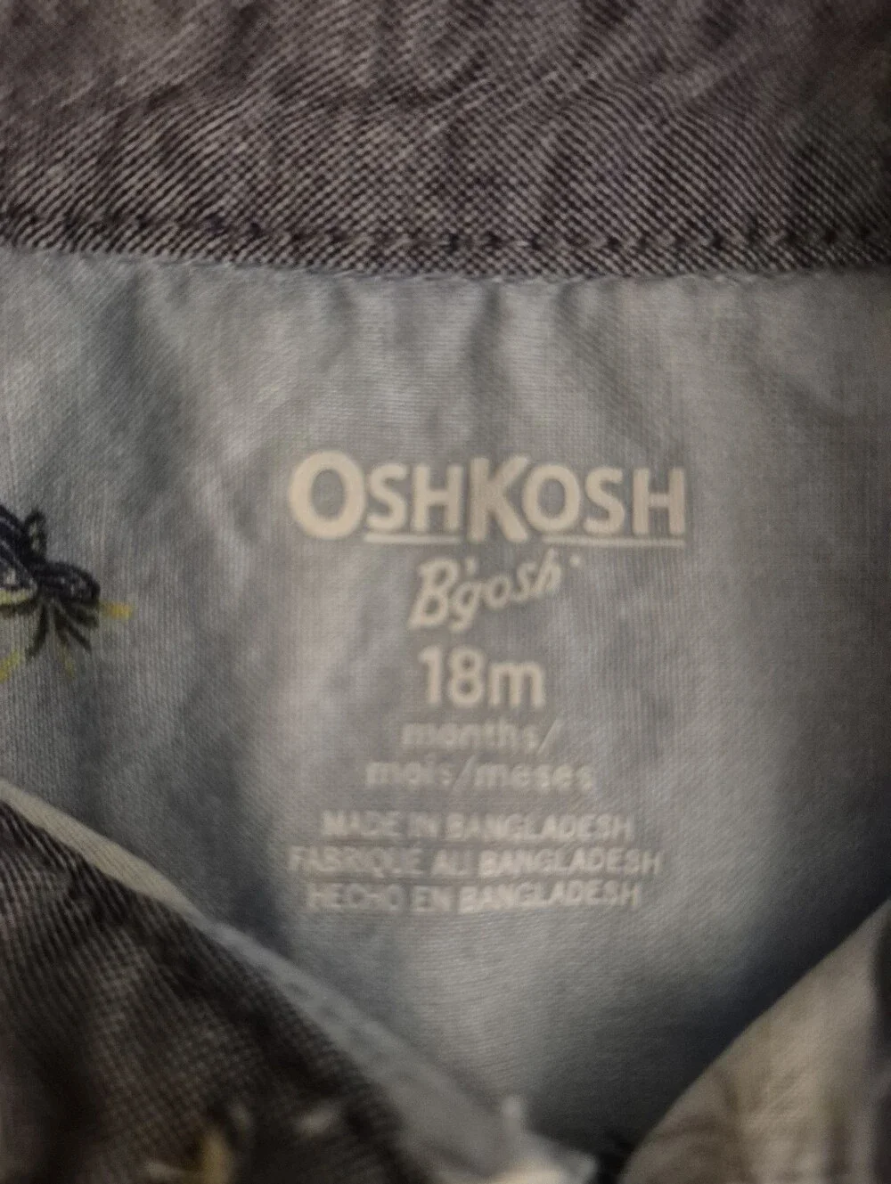 OshKosh B'gosh Short-Sleeve Button-Front Bodysuit 18 Months